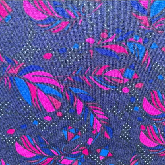 LuLaRoe Women's Dress Julia Bodycon Fuschia Teal Feather Print Size XXSmall EUC - Picture 7 of 12